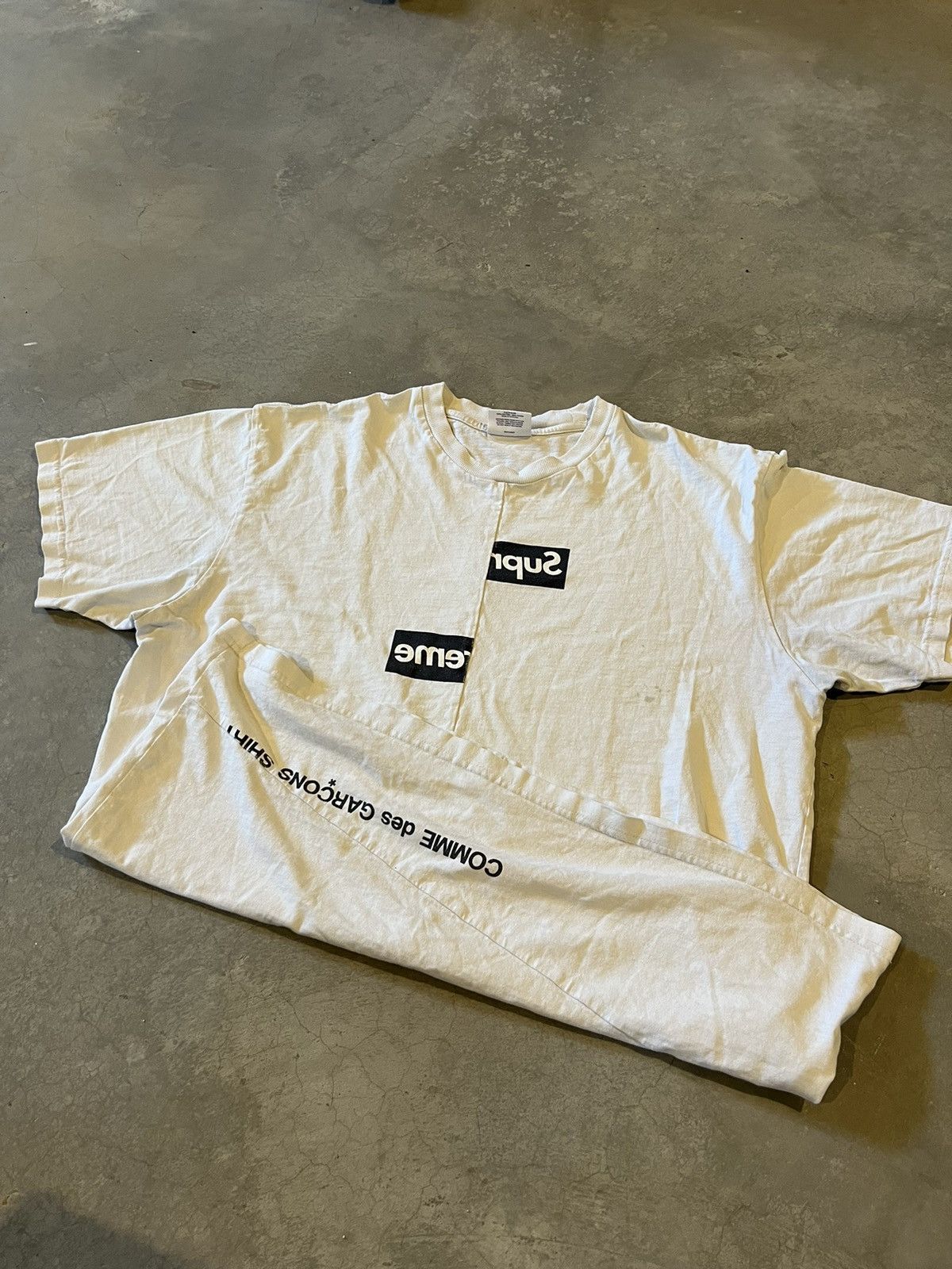 Supreme cdg split box logo Short Sleeve T Shirts