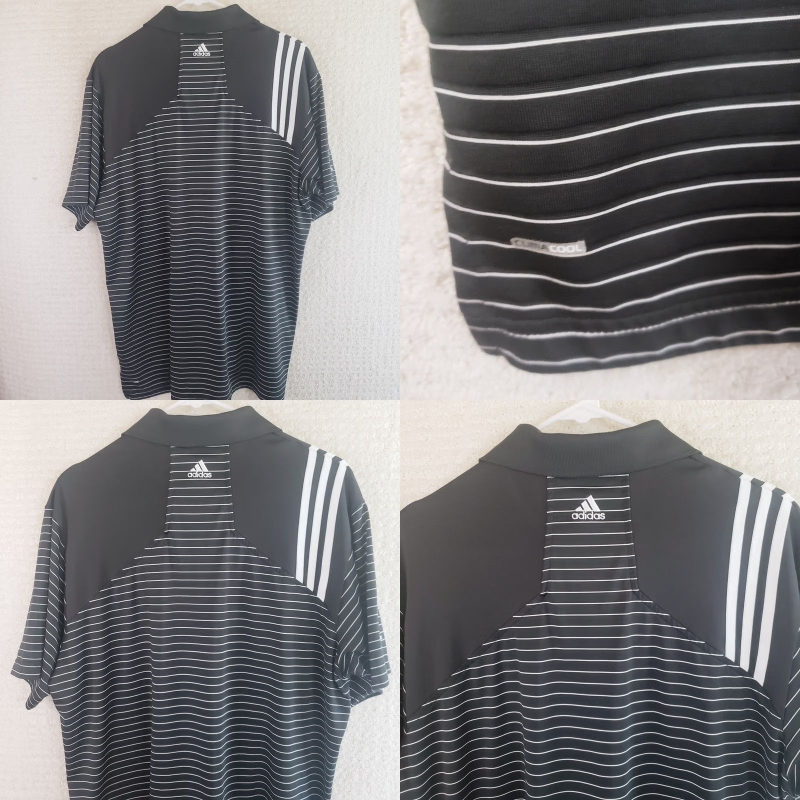 Adidas Adidas Polo Shirt Mens L Black Striped Chest Logo Golf Climacool Short Sleeve Regular Fit Shirt Mens Size US L / EU 52-54 / 3 - 8 Thumbnail