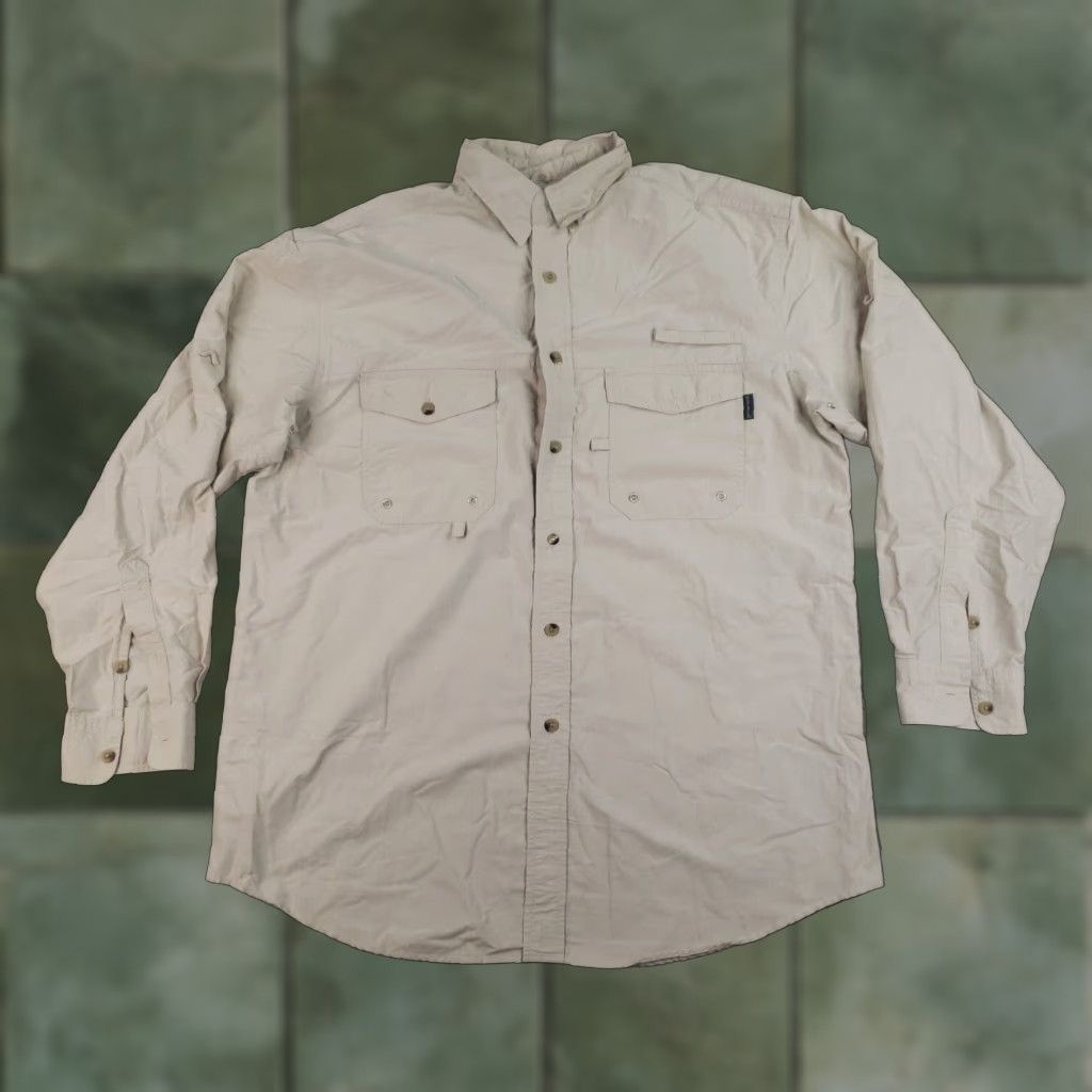 Vintage Woolrich Button Up Shirt Mens Large Beige Long Sleeve Outdoor Hiking Breathable Size US L / EU 52-54 / 3 - 1 Thumbnail