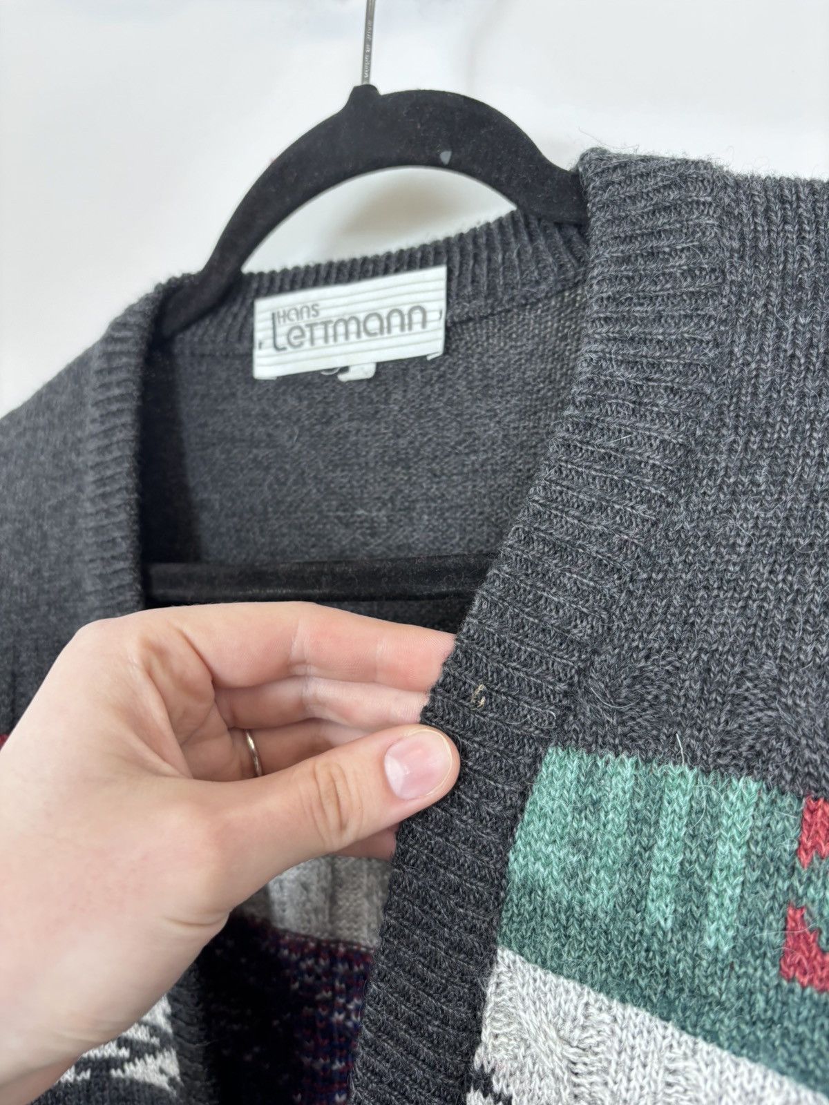 Other Vintage Hans Lettmann Men’s Abstract Knit Cardigan Sweater Size US XL / EU 56 / 4 - 9 Thumbnail