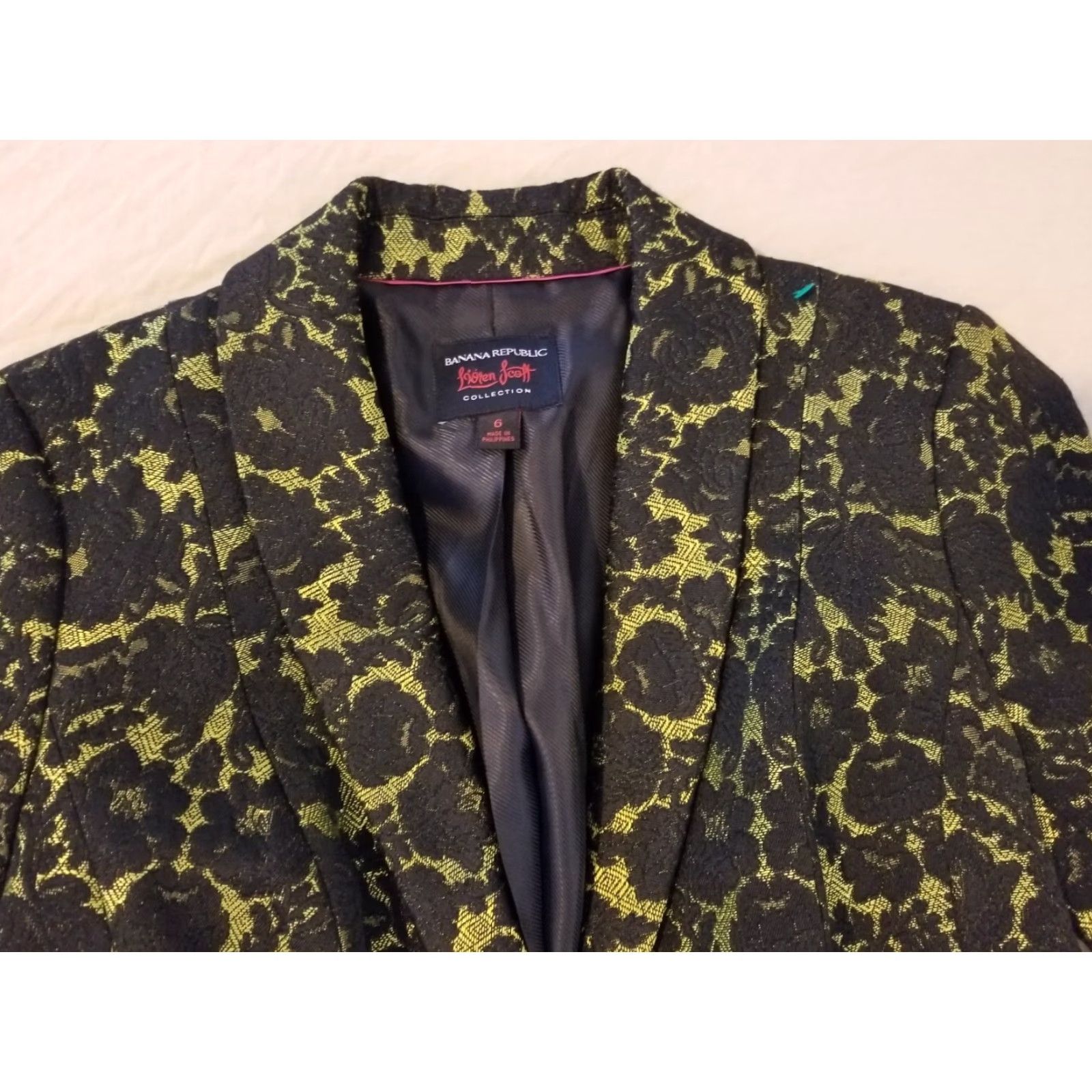 Banana Republic Womens Banana Republic Blazer 6 Yellow Cotton Blend Jacket L'Wren Scott Black Basic Jacket Women Mens Girls Size M / US 6-8 / IT 42-44 - 2 Thumbnail