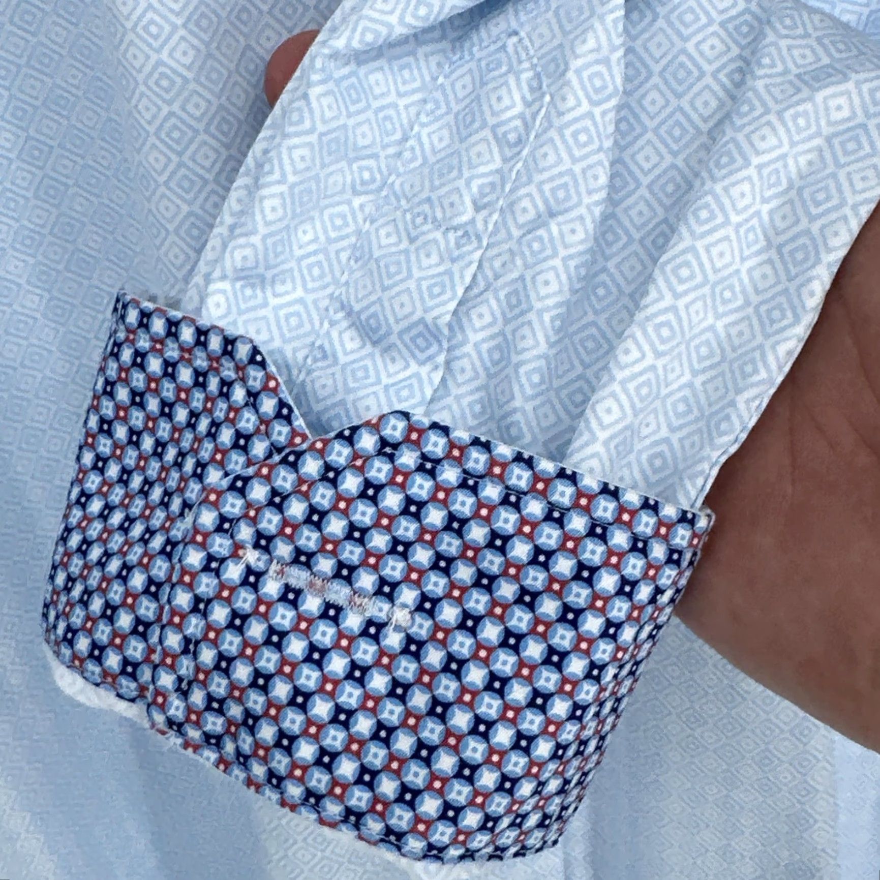 Johnston & Murphy Johnston & Murphy Shirt Adult XL Blue Geometric Cotton Button-Up Pockets Mens Size US XL / EU 56 / 4 - 6 Thumbnail