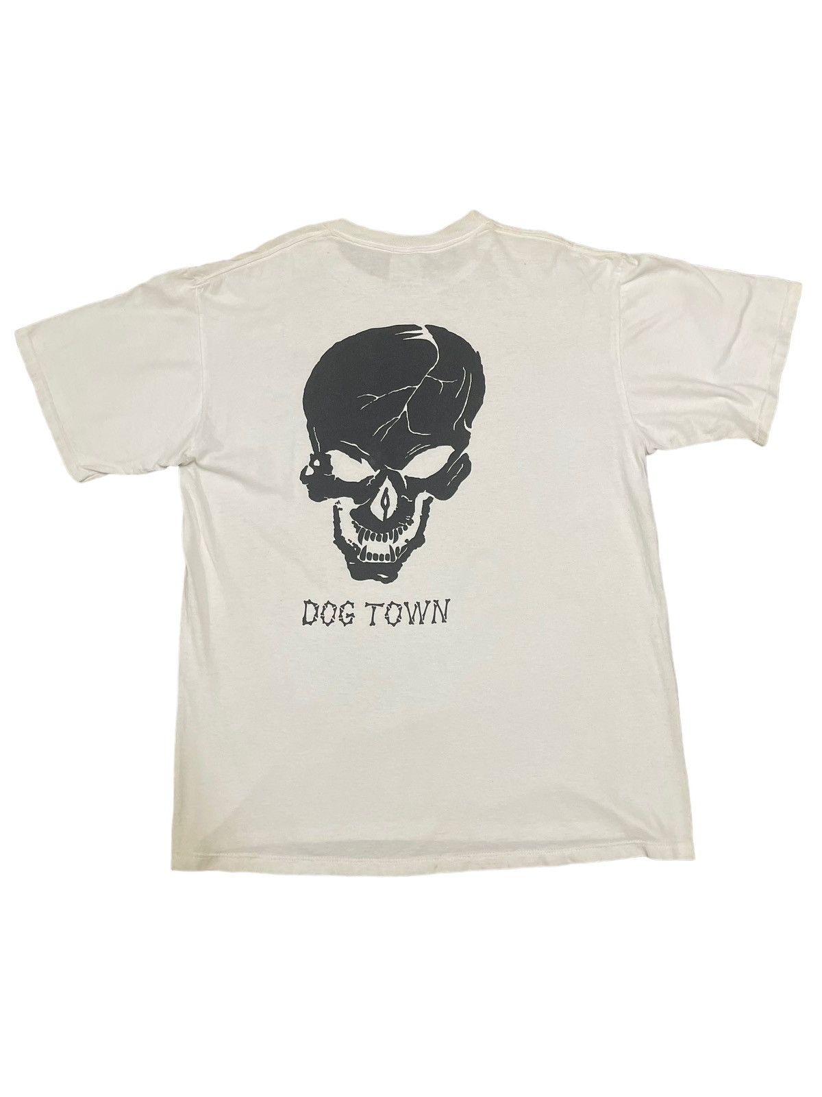image of Vintage 90's Dogtown Skull Big Logo Tshirt in White, Men's (Size Medium)