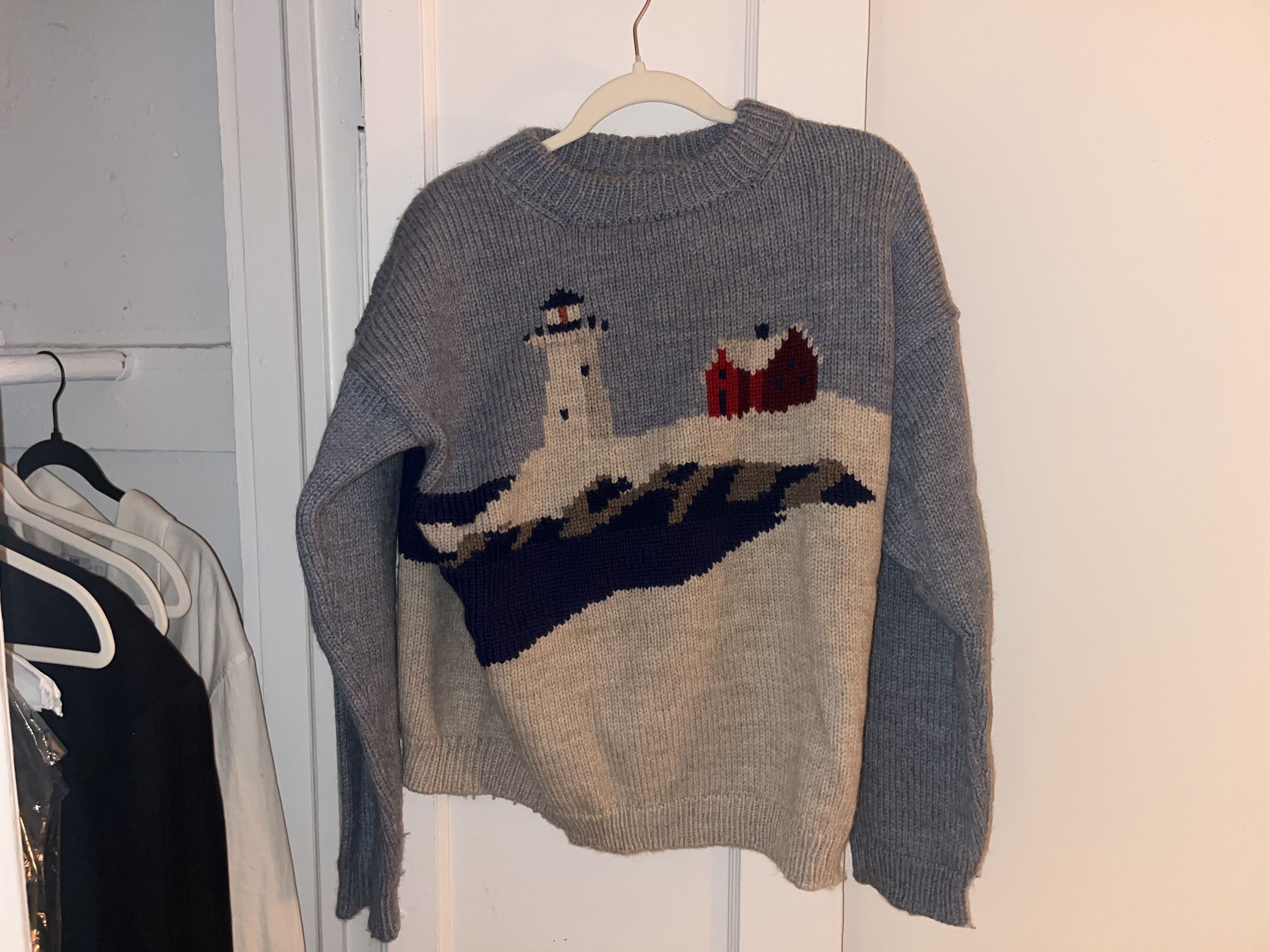 image of Bode Lighthouse Sweater in Blue, Men's (Size XL)