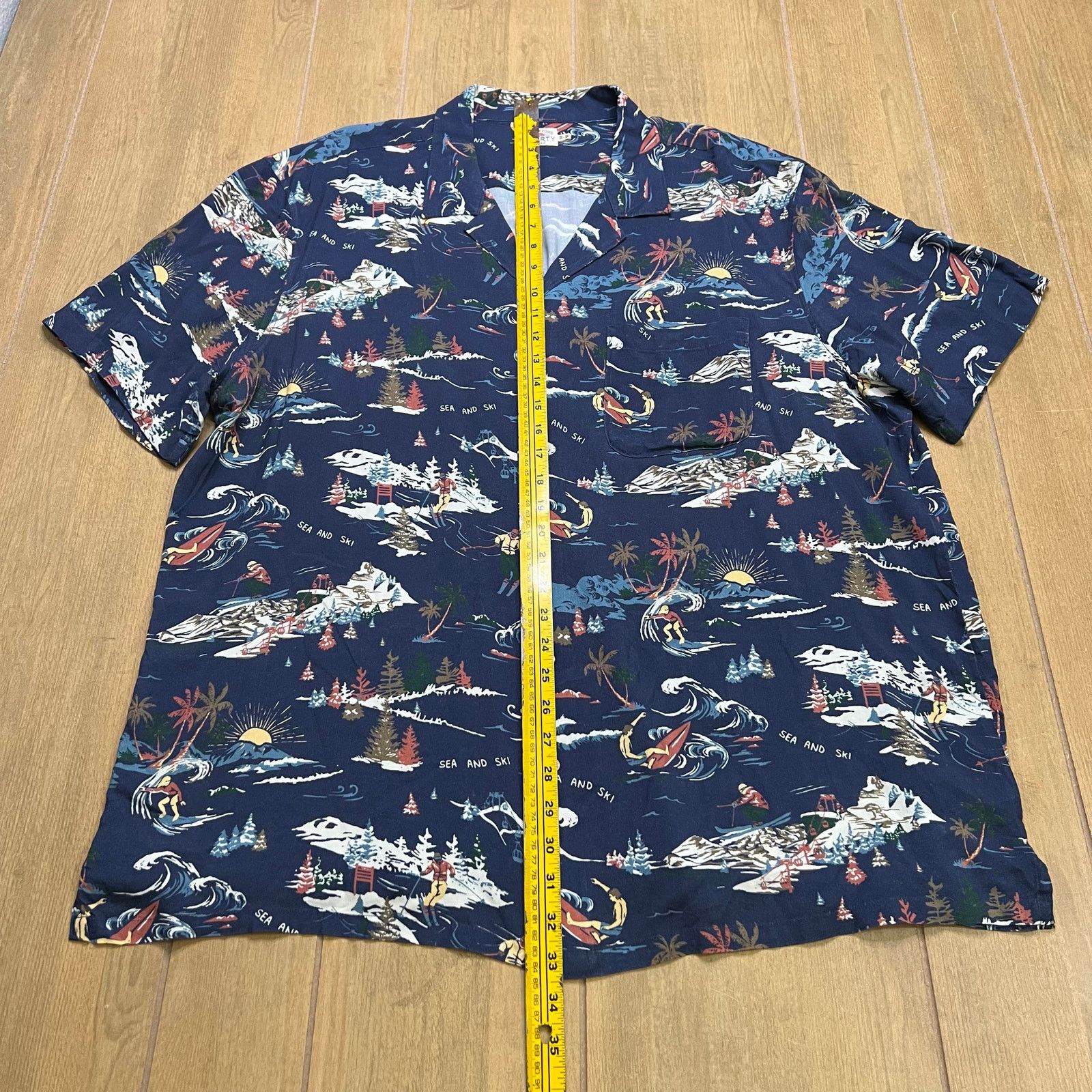 Faherty FAHERTY Camp Shirt Mens XXL Navy Button Up Short Sleeve Sea Size US XXL / EU 58 / 5 - 7 Thumbnail