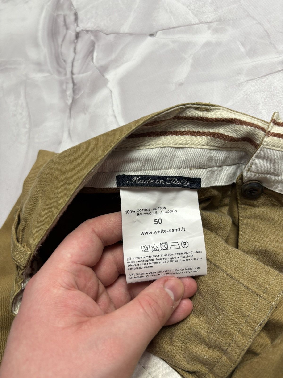 Other White Sand Belted Chino Pants Quiet Luxury Brown Mens 50 Size US 34 / EU 50 - 13 Thumbnail