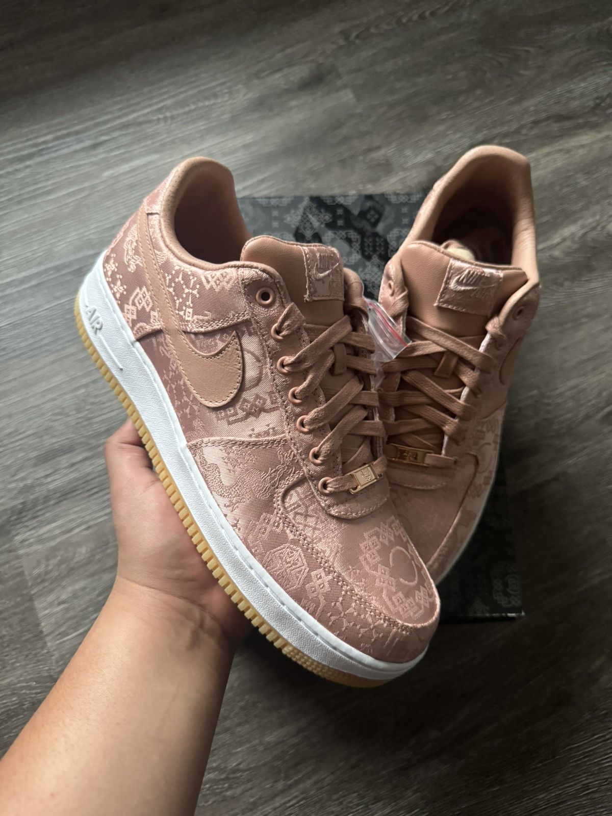 Nike CLOT Air Force Premium Low Rose Gold Silk Size