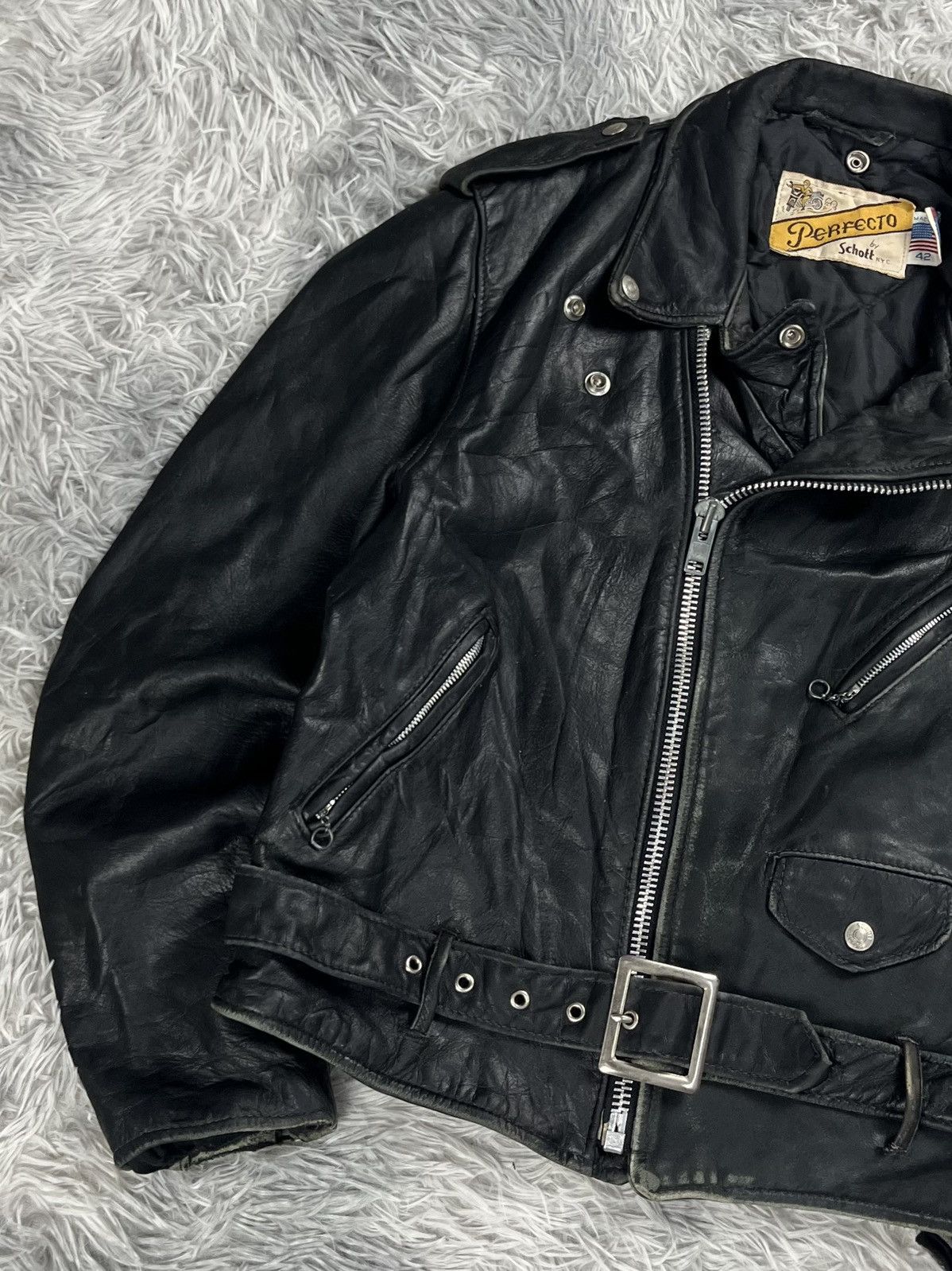 Schott Vintage Schott NYC Perfecto Leather Jacket Size 42 Size US L / EU 52-54 / 3 - 3 Thumbnail
