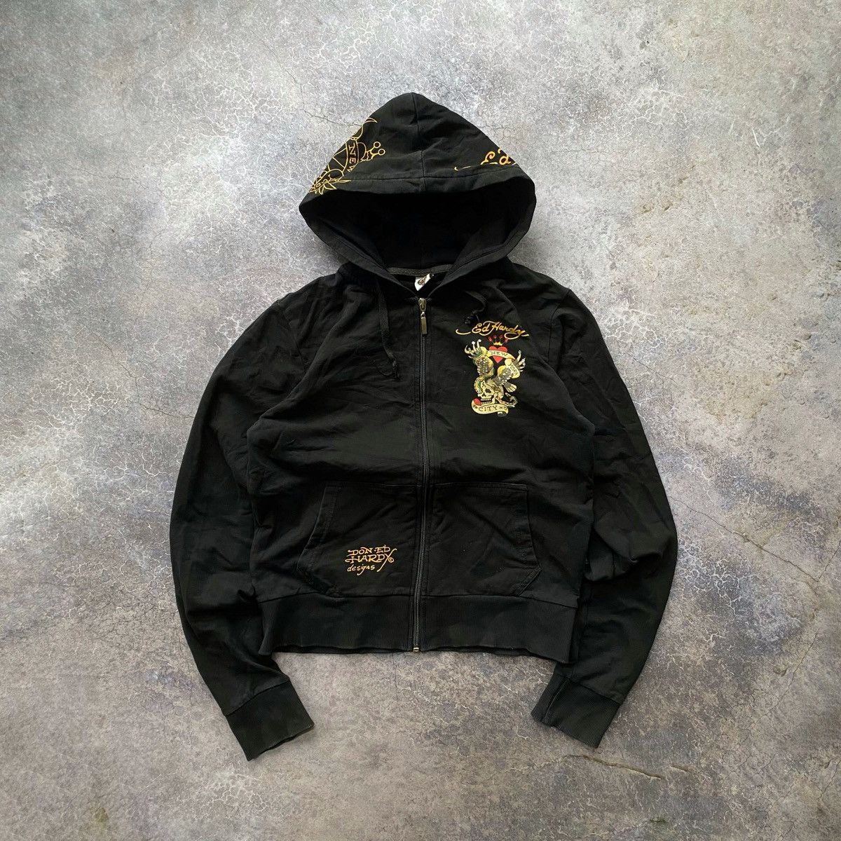 Christian Audigier × Ed Hardy Vintage Ed Hardy Zip Hoodie Christian Audigier 90s Size S / US 4 / IT 40 - 2 Thumbnail