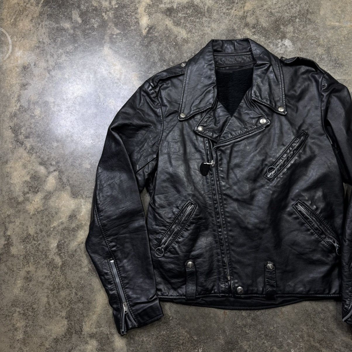 Vintage vintage 80s black leather zip up biker motorcycle jacket Size US M / EU 48-50 / 2 - 3 Thumbnail