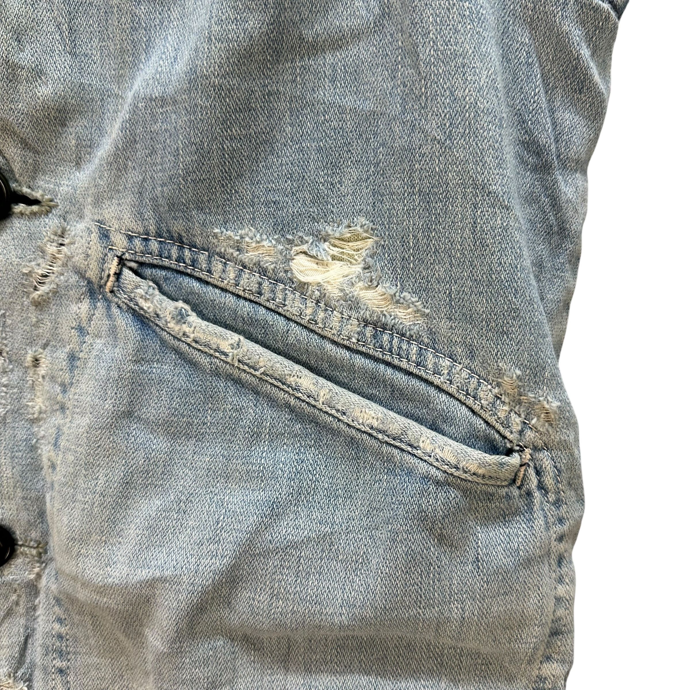 Blue Blue Japan 80's BLUE BLUE Trashed Work Western Denim Vest #A70-1708 Size US S / EU 44-46 / 1 - 7 Thumbnail