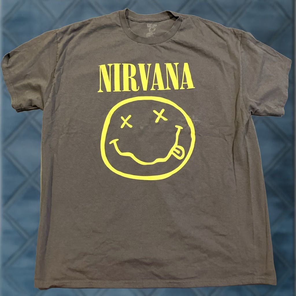 Logo 7 NIRVANA T-Shirt Graphic Print Logo Smiley Crew Neck XL Gray Men OFFICIAL Size US XL / EU 56 / 4 - 1 Thumbnail