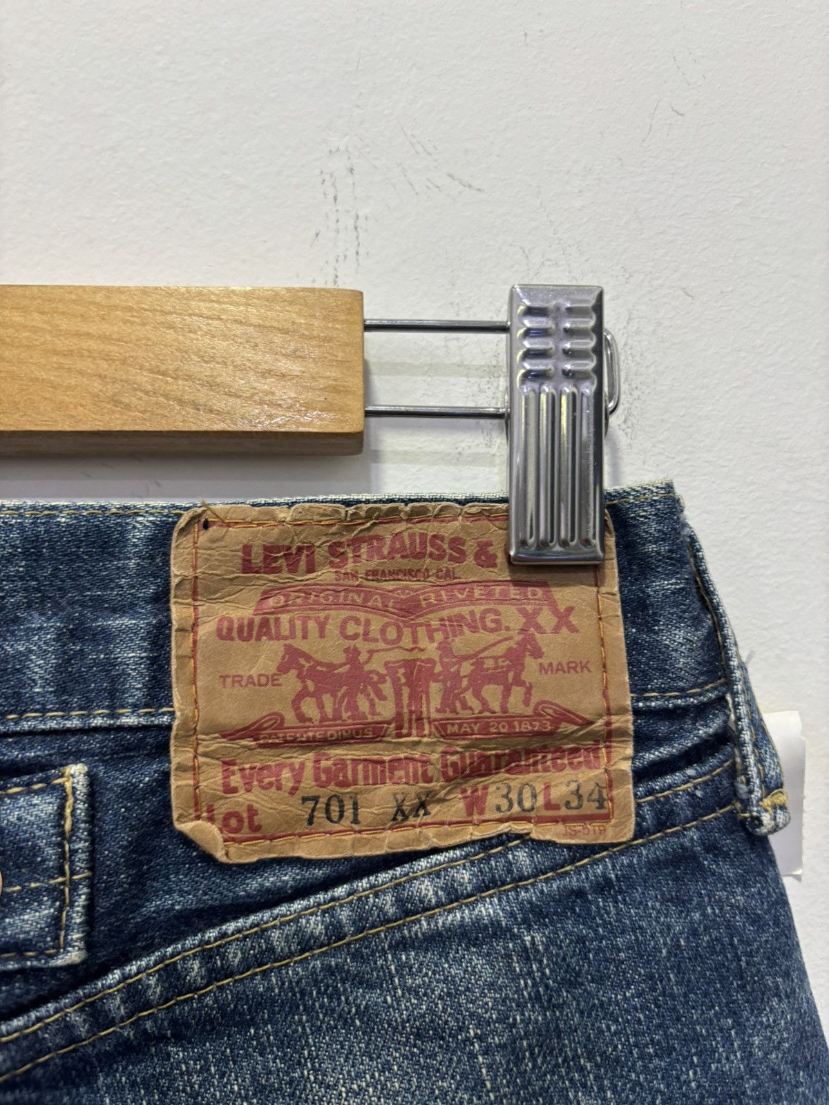Levi's Vintage Levis 701XX Big E Selvedge Jeans Size US 30 / EU 46 - 7 Thumbnail
