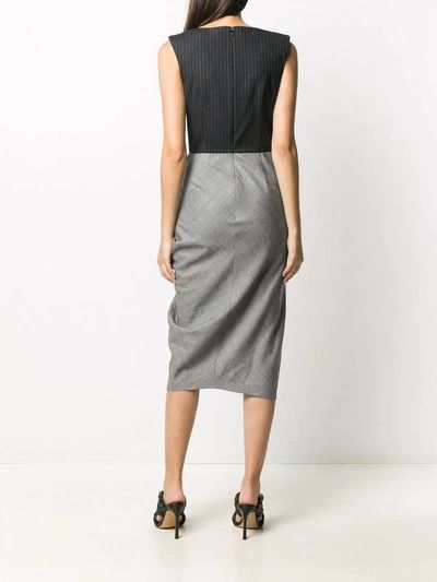 Alexander McQueen o1y0325 Midi Dress in Navy Blue & Grey Size S / US 4 / IT 40 - 3 Thumbnail