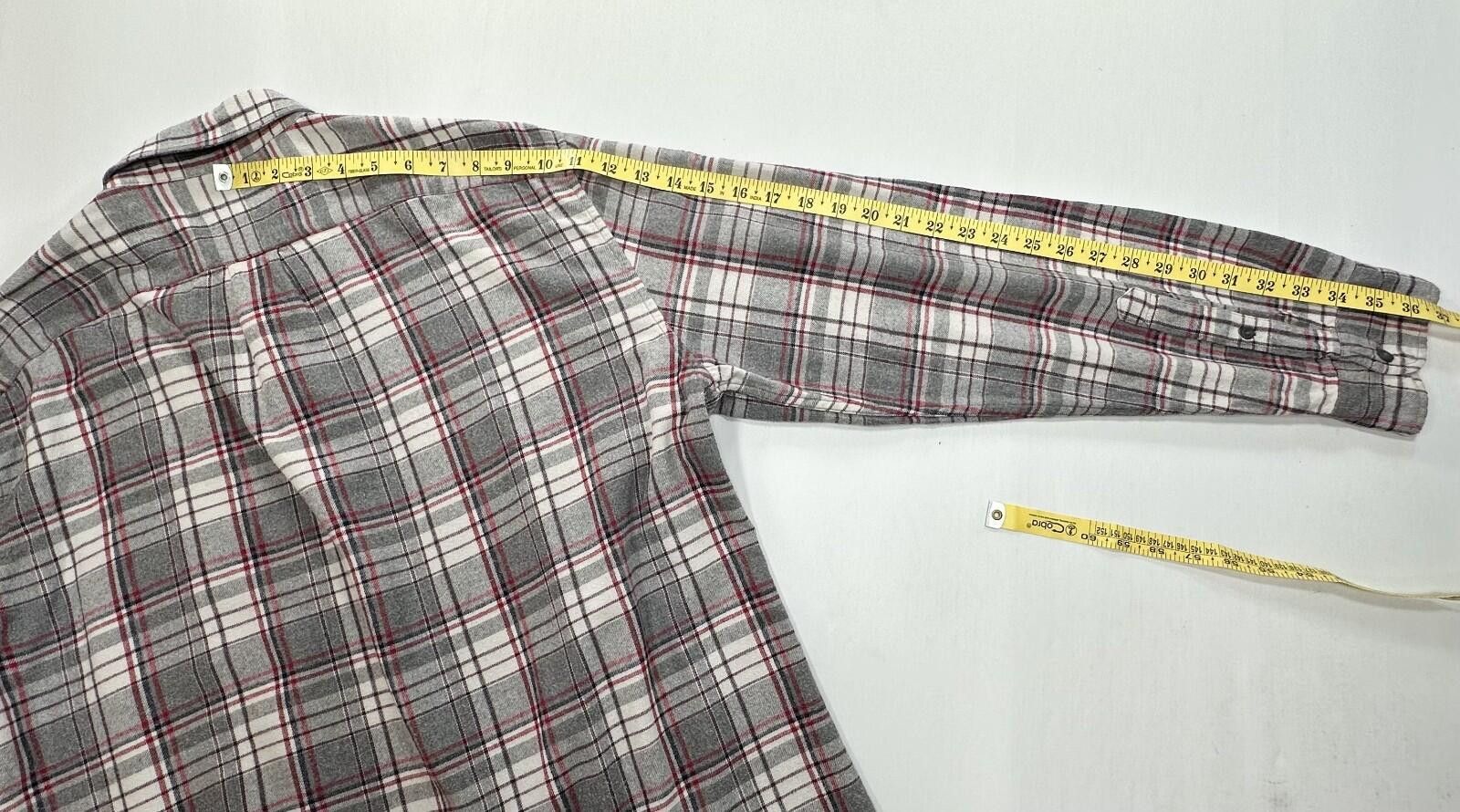 Polo Ralph Lauren J Crew Plaid Slim Cotton Flannel Button Up Gray Mens XL Size US L / EU 52-54 / 3 - 5 Thumbnail