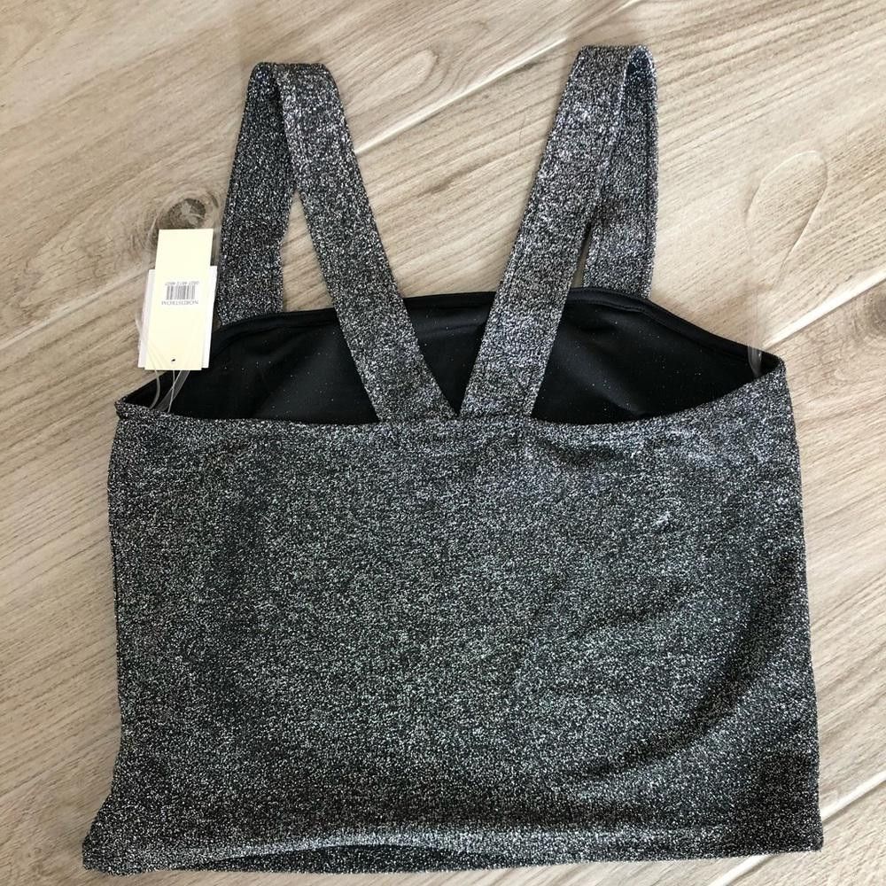 Designer Shimmering Gray Square Neck Tank Top Size L / US 10 / IT 46 - 5 Thumbnail