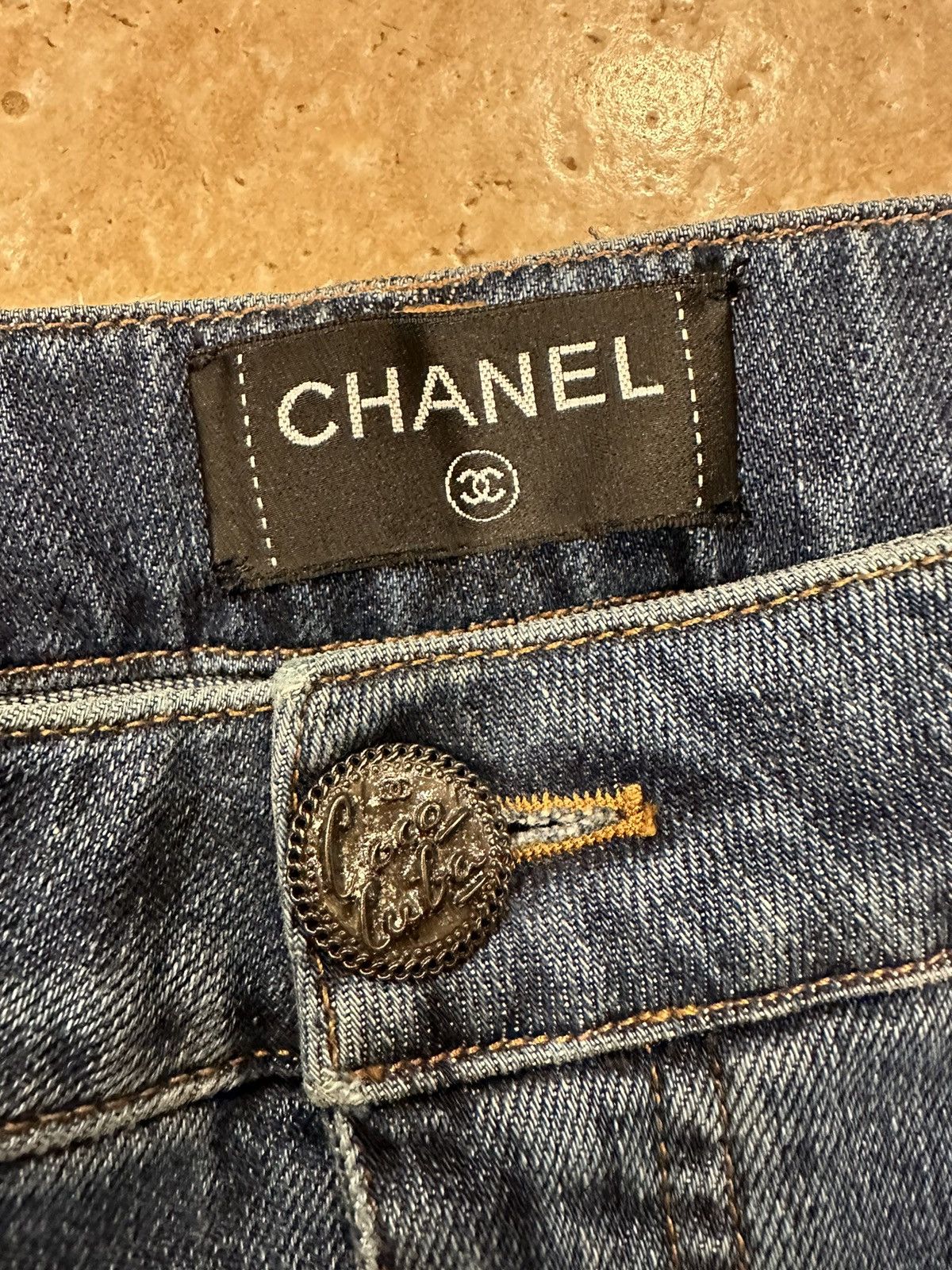 Chanel Chanel Coco Decorative Gradient Blue Painted Denim Jeans Size 34" / US 12 / IT 48 - 3 Thumbnail
