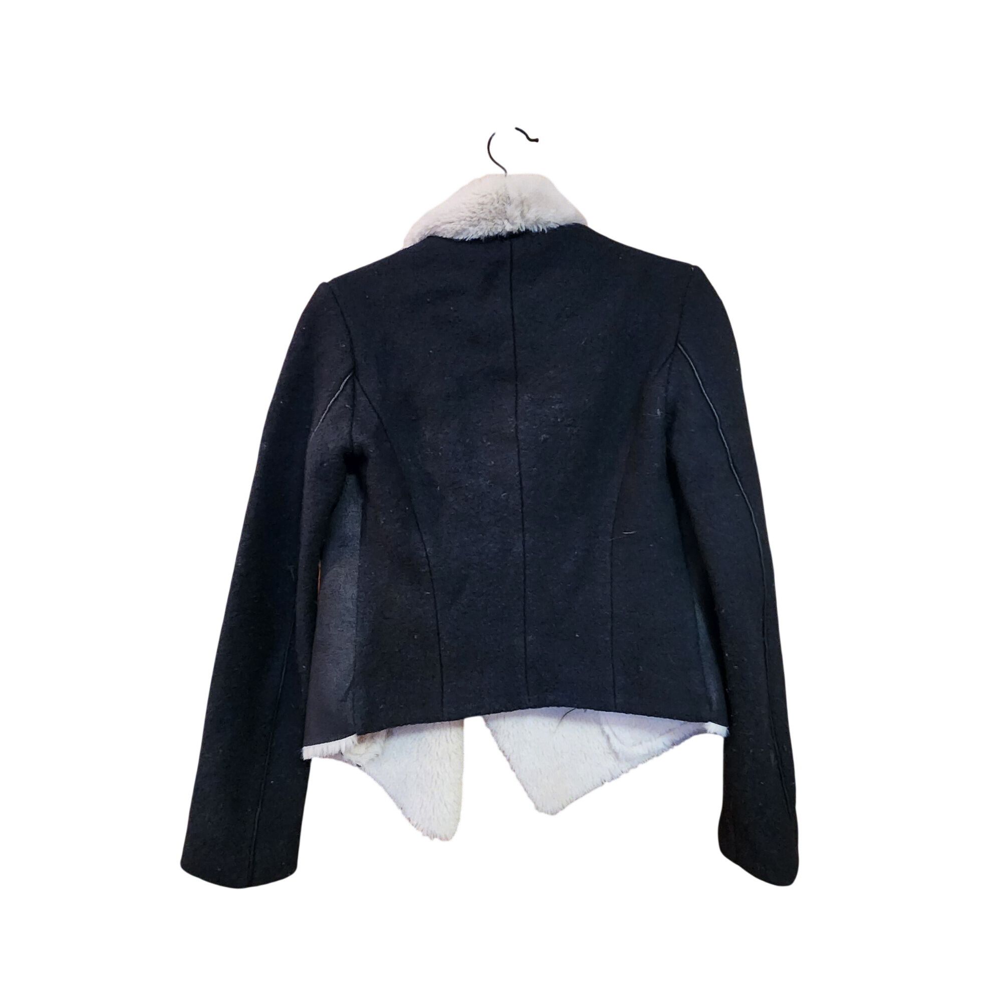 Zara Zara Trafaluc Black Faux Leather & Faux Fur Shearling Jacket Size M / US 6-8 / IT 42-44 - 2 Thumbnail