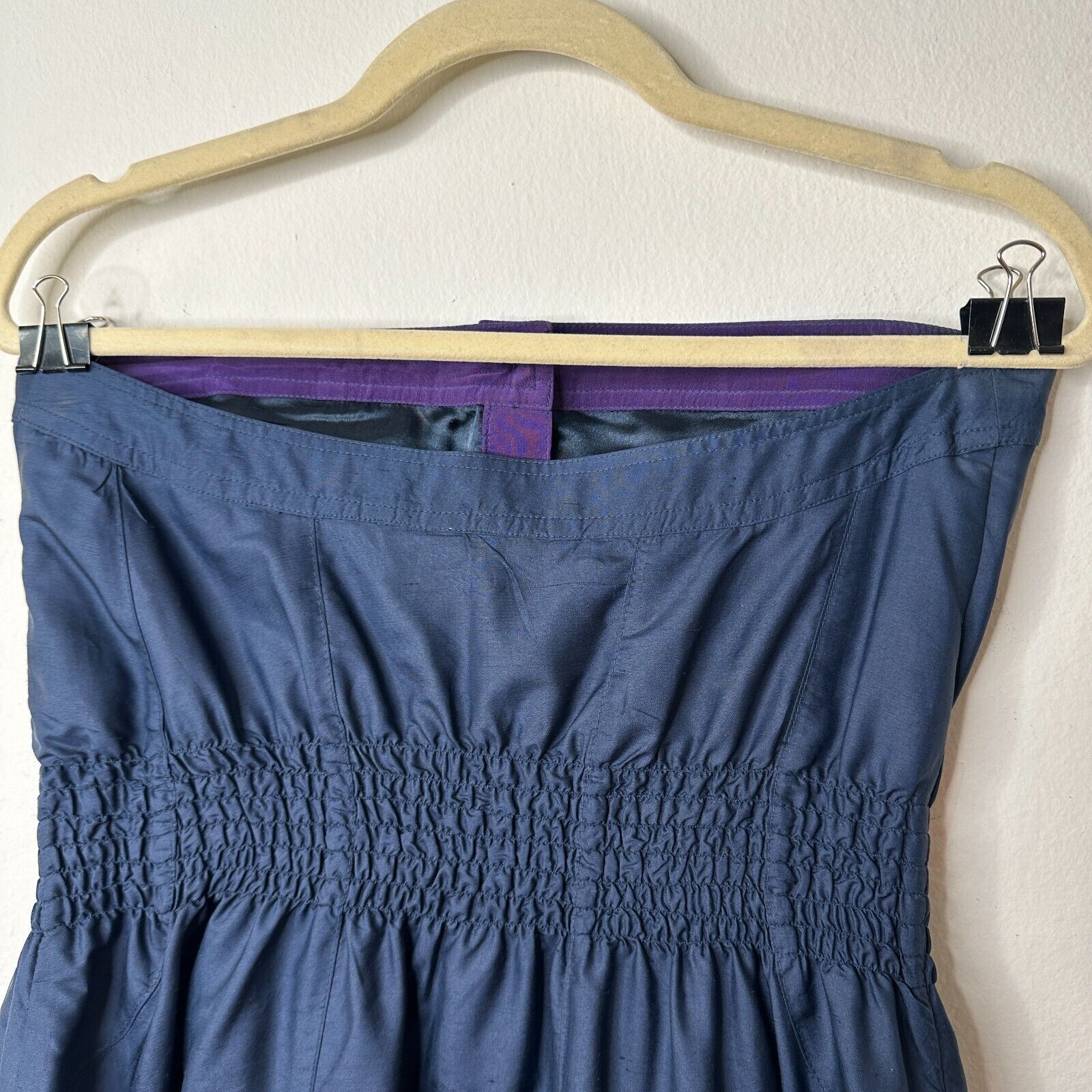 Modern Amusement Modern Amusement Strapless Navy Button Ruffle Dress Silk 6 Size M / US 6-8 / IT 42-44 - 10 Thumbnail