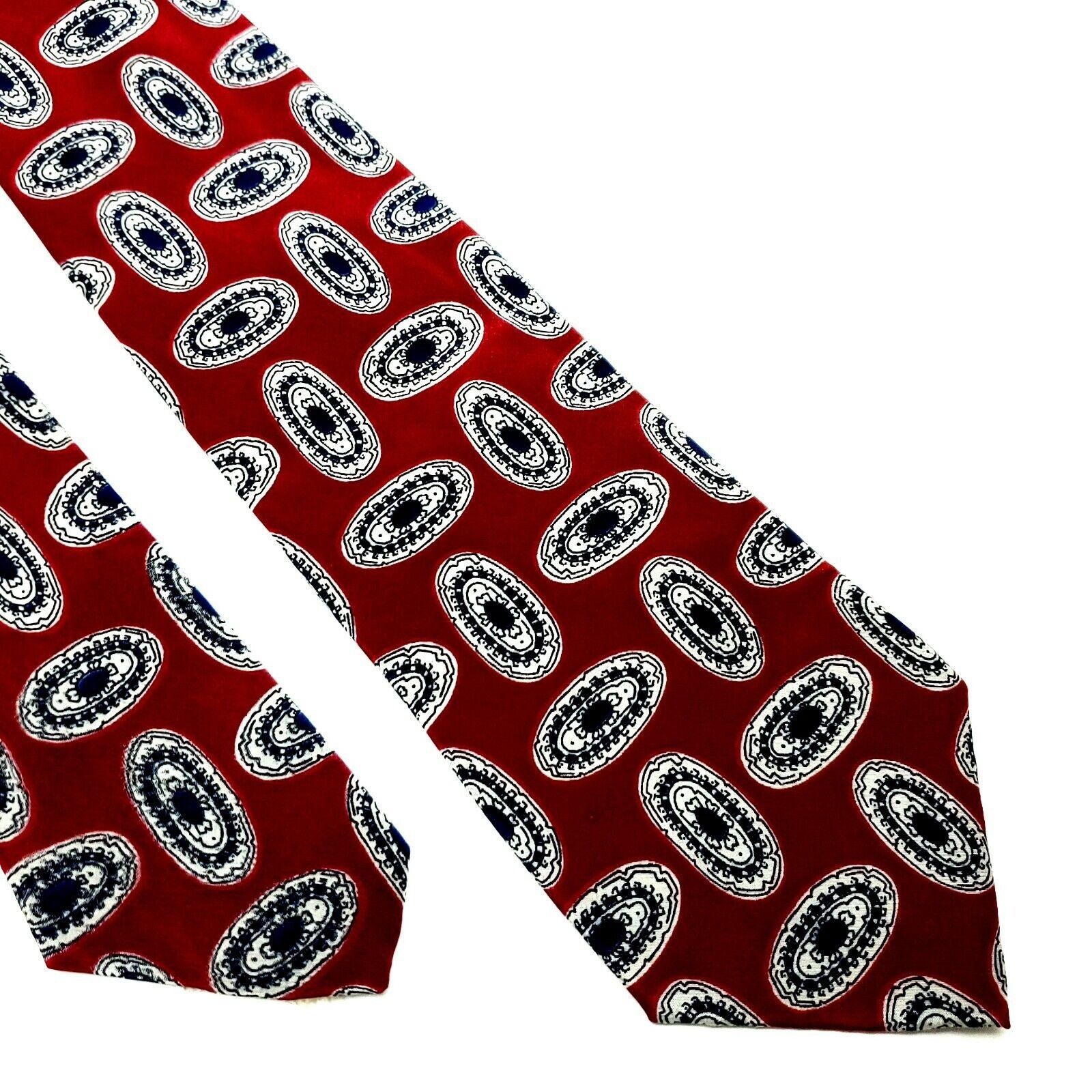Lanvin DAMAGED Lanvin Silk Tie Print Maroon Red Geometric Short Size ONE SIZE - 1 Thumbnail