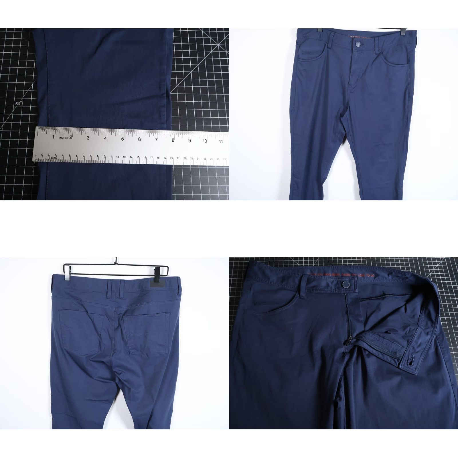 Rhone Rhone Commuter Pants Men 35 x 27 Dark Blue Lightweight Polyester 5 Pocket Chino Flat Front Zip Fly Tapered Casual Regular Inseam 27 Size US 35 - 9 Thumbnail