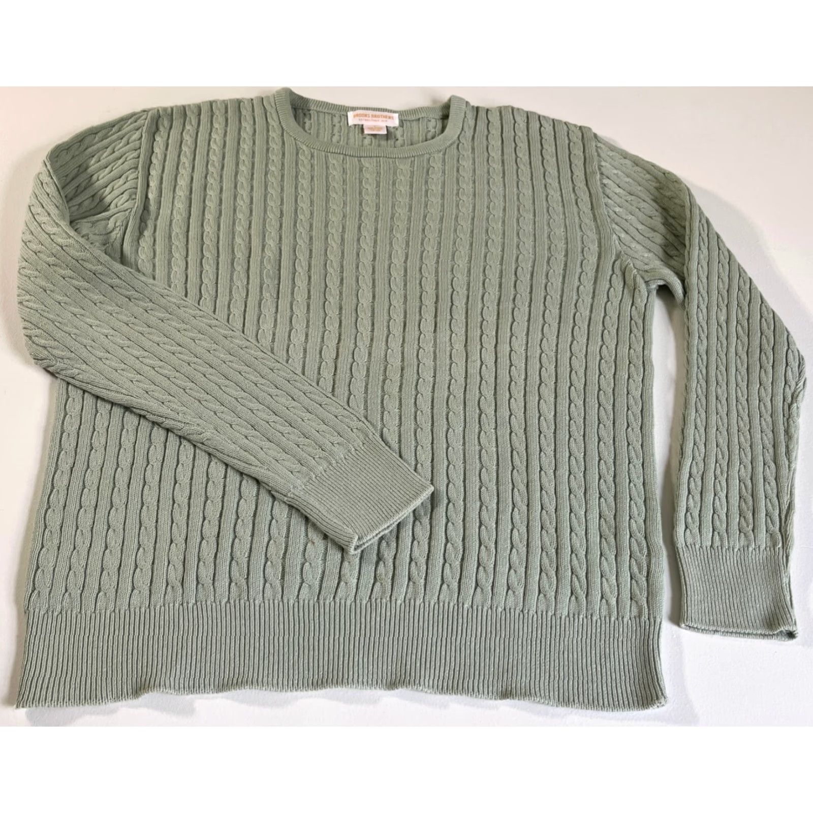 Brooks Brothers VINTAGE Brooks Brothers Women's Cable Knit Crewneck Sweater Size L Green 100% Cotton Pullover Crew Neck Knit Sweater Womens Size L / US 10 / IT 46 - 4 Thumbnail