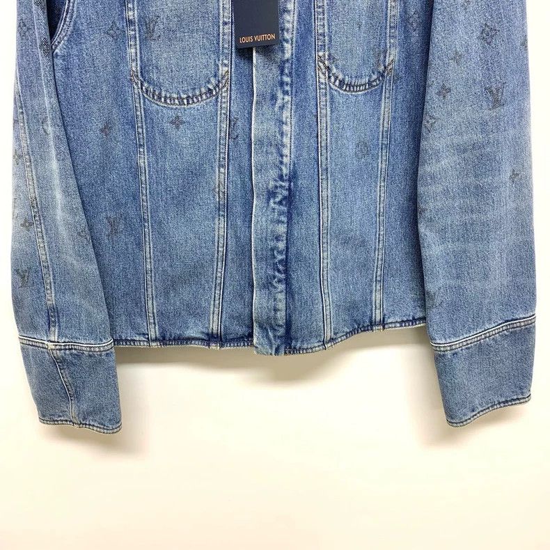 Louis Vuitton Louis Vuitton Blue Gradient Old Flower Denim Jacket Size US L / EU 52-54 / 3 - 4 Thumbnail