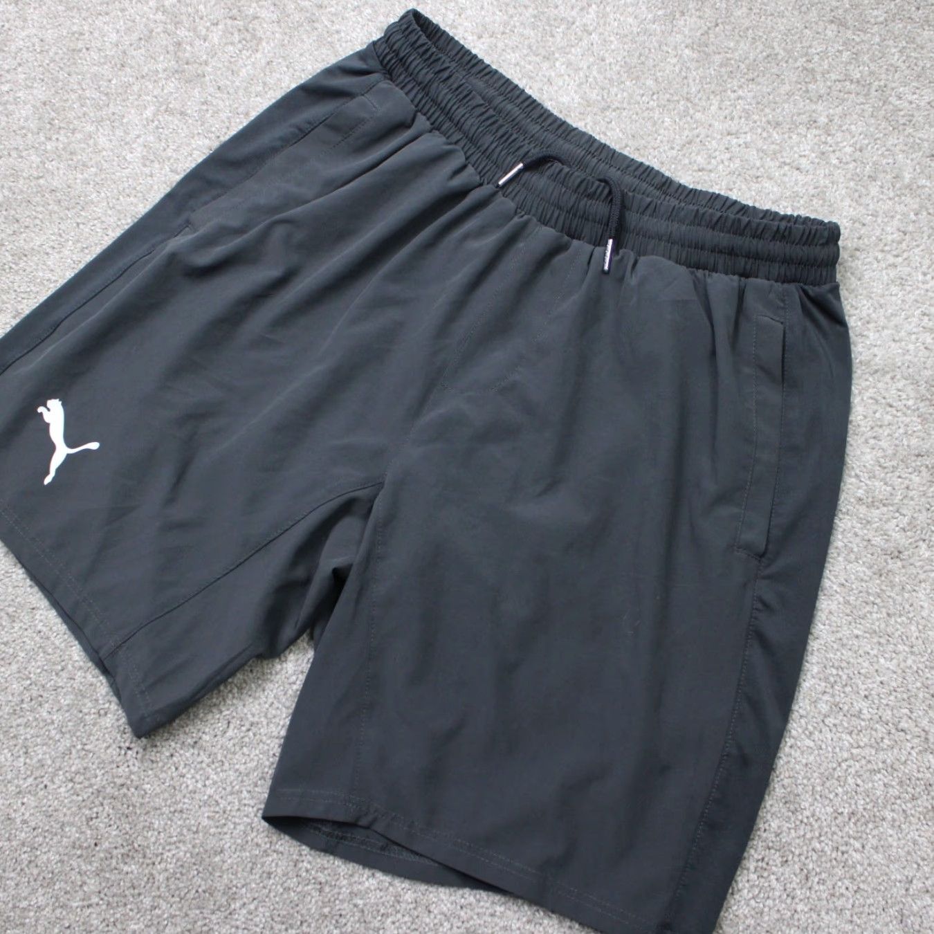 Puma PUMA Shorts Mens Large Black Fully lined Running Drawstring Polyester Stretch Size US 33 - 2 Thumbnail