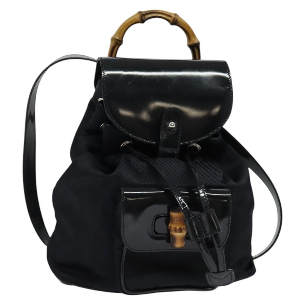 Gucci Gucci Vintage Bamboo Backpack Nylon and Patent Leather Size ONE SIZE - 1 Thumbnail