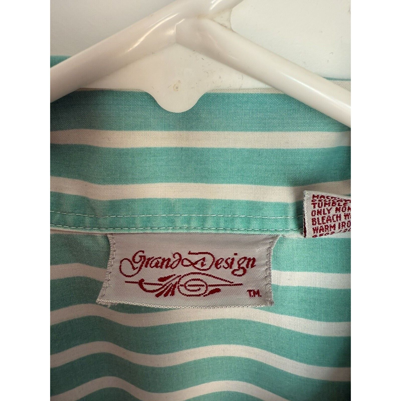 Other 80's Womens Vintage Aqua Striped Coastal Button Down T-Shirt Size XL / US 12-14 / IT 48-50 - 5 Thumbnail