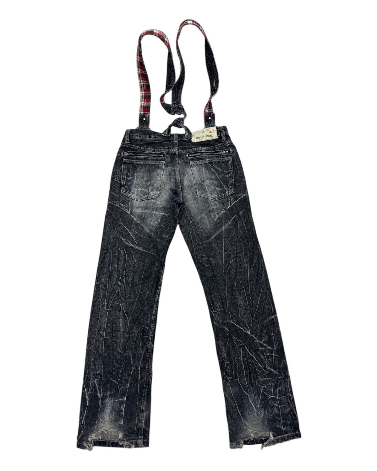 Hysteric Glamour × Japanese Brand 🔥VINTAGE ANTFUI JEANS WHISKER DISTRESSED DENIM SUSPENDER Size US 33 - 9 Thumbnail