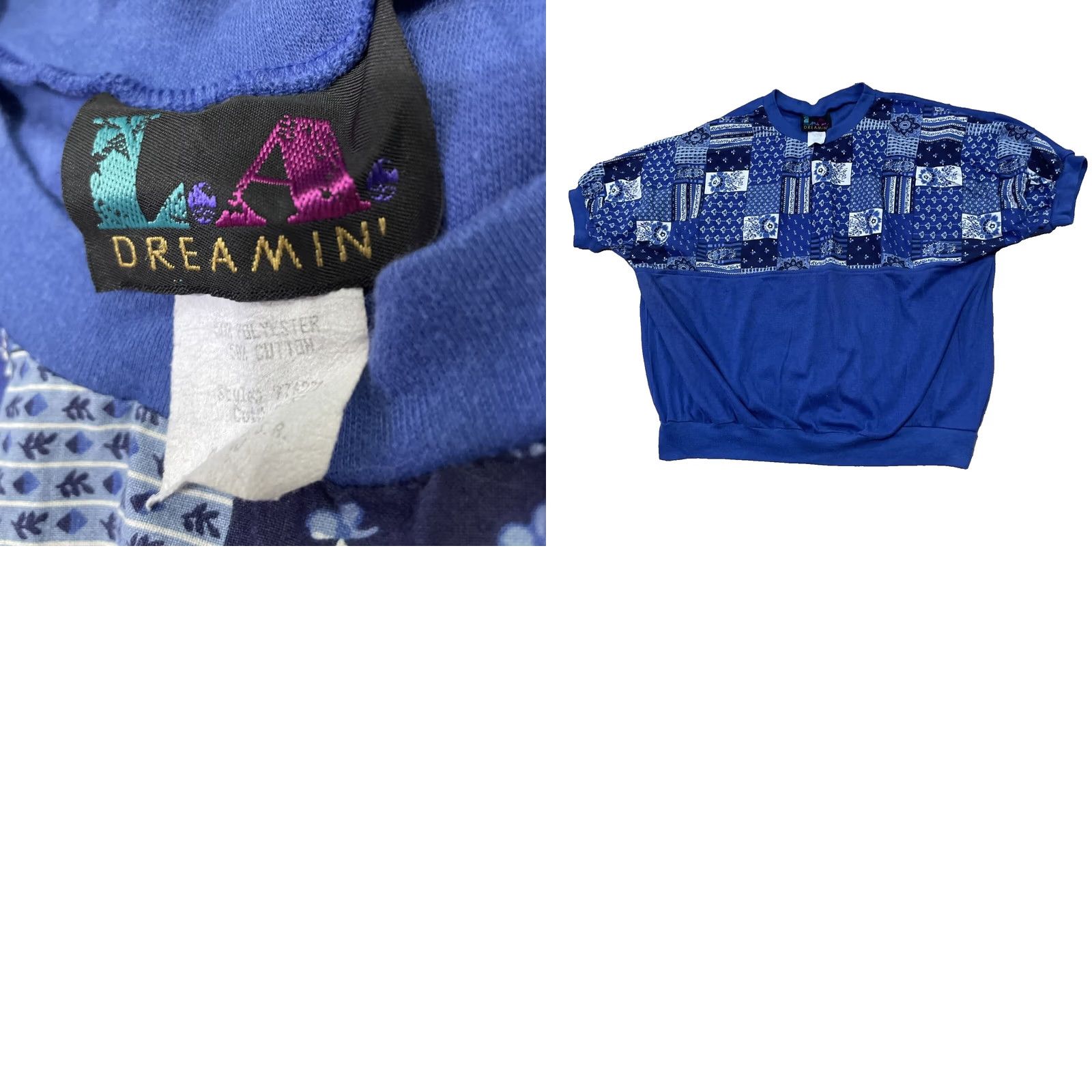 Vintage VINTAGE LA DREAMIN Paisley Top Women 22W Blue Floral Cuff Pullover Knit 48" Women T-Shirt XS-XXL not included Size 3XL / US 20-22 - 11 Thumbnail