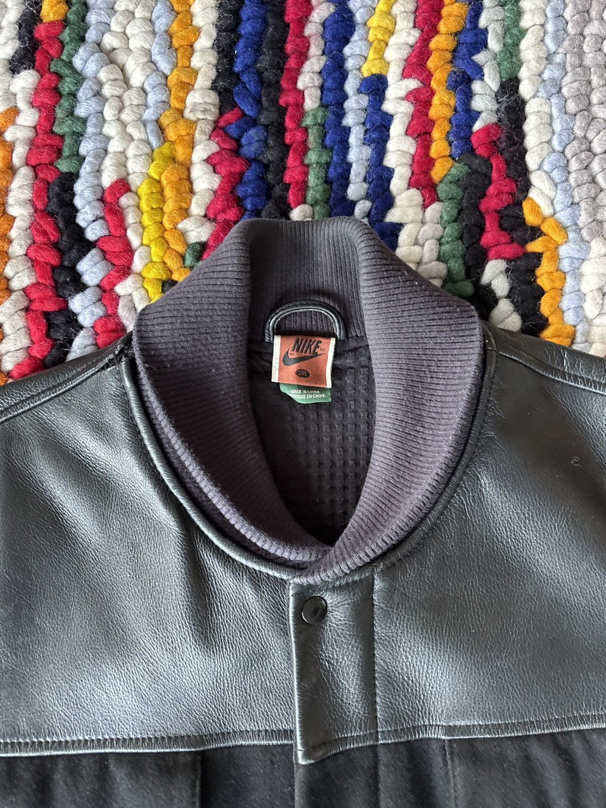 Nike Rare Nike Black Leather Jacket Size US XXL / EU 58 / 5 - 5 Thumbnail