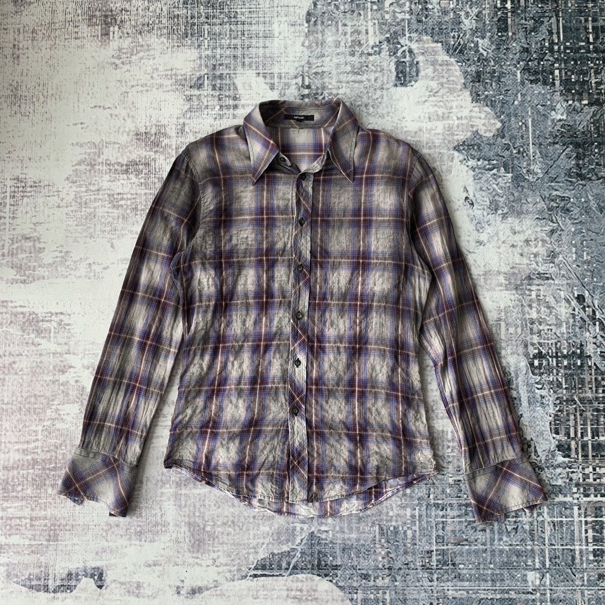 image of If Six Was Nine x Kmrii Shellac Plaid Punk Button Ups in Grey, Men's (Size Small)