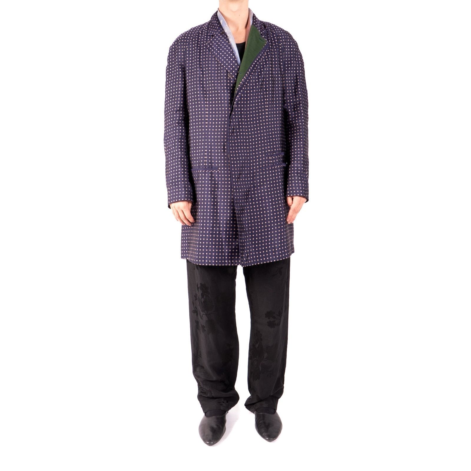 Haider Ackermann SS14 Classic Raglan Coat in Blue & Gold Silk Jacquard Size US XL / EU 56 / 4 - 8 Thumbnail