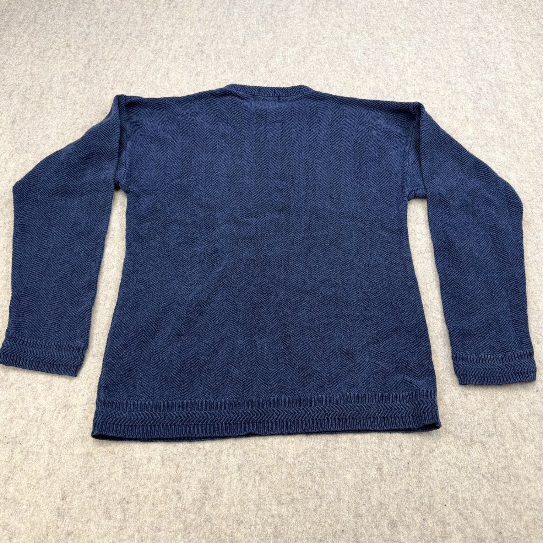 Chaps Chaps Ralph Lauren Sweater Mens Medium Blue Cotton Herringbone Knit Pullover Size US M / EU 48-50 / 2 - 6 Thumbnail