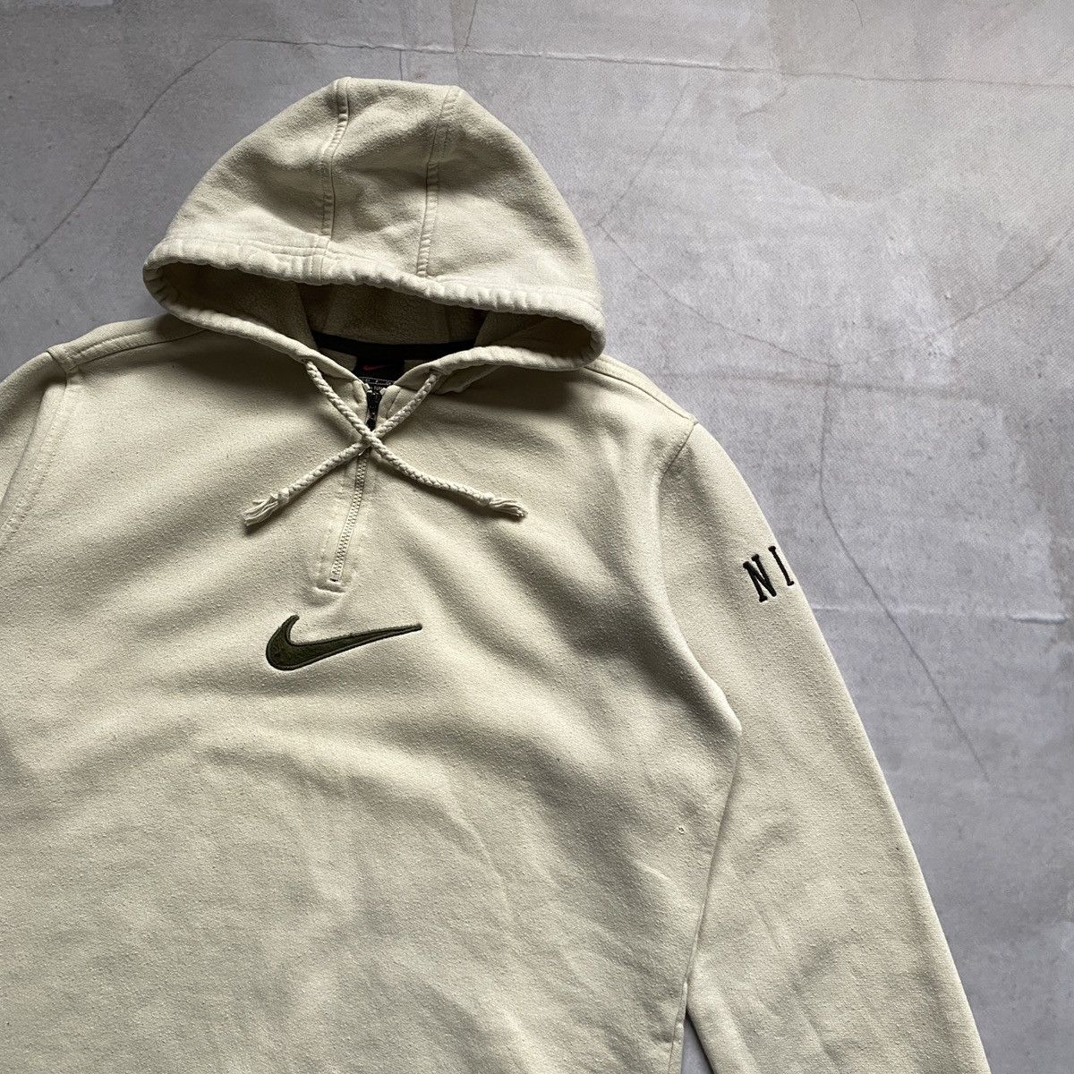 Nike × Vintage 90s Nike Big Logo Swoosh Baggy Hoodie Y2K Half Zip Size S / US 4 / IT 40 - 2 Thumbnail