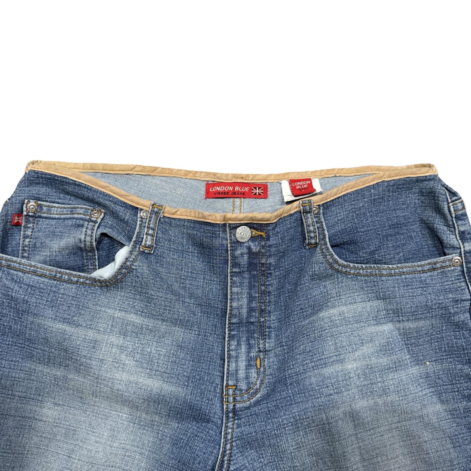 Designer London Blue Low Waist Viggos Jeans with Fringe Detailing Size 38" / US 16 / IT 52 - 3 Thumbnail