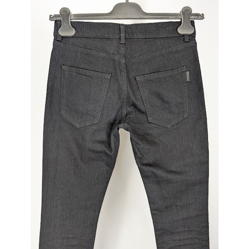 Saint Laurent Paris o1rshd1 SK 5P Low Wash Jeans in Worn Black Size US 27 - 12 Thumbnail