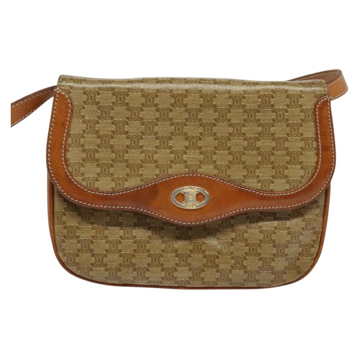 Celine CELINE Macadam Canvas Shoulder Bag Beige Gold Size ONE SIZE - 2 Thumbnail
