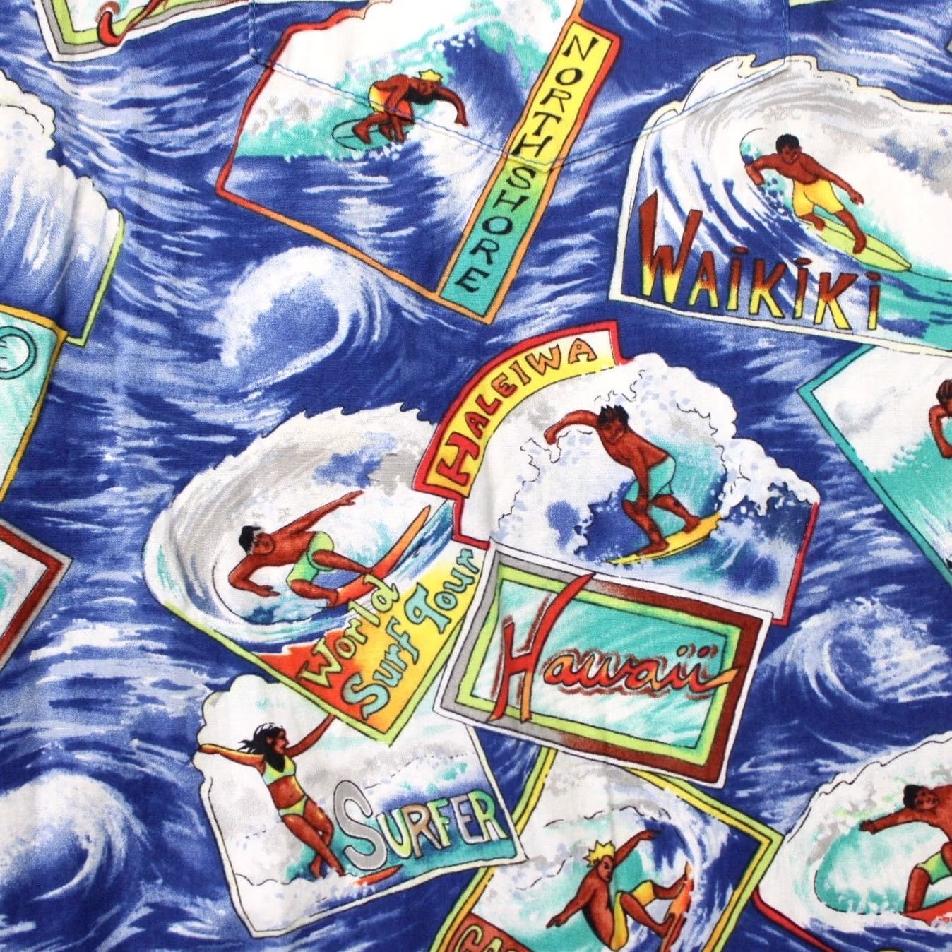 Hilo Hattie Hilo Hattie Shirt Men Medium Blue Surfing All Over Print Cotton Short Sleeve AOP Vintage Floral Button-Up Size US M / EU 48-50 / 2 - 6 Thumbnail