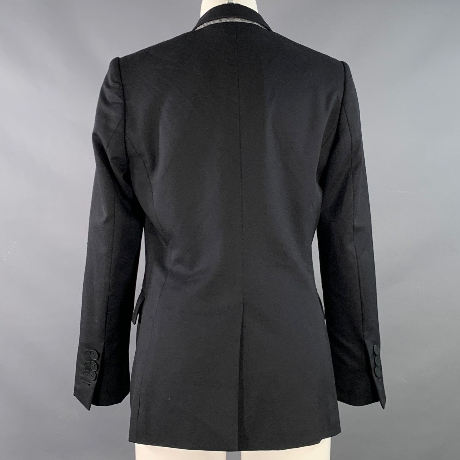 Stella McCartney 4 Black Wool Blend Peak Lapel Single Button Jacket Blazer Size S / US 4 / IT 40 - 3 Thumbnail