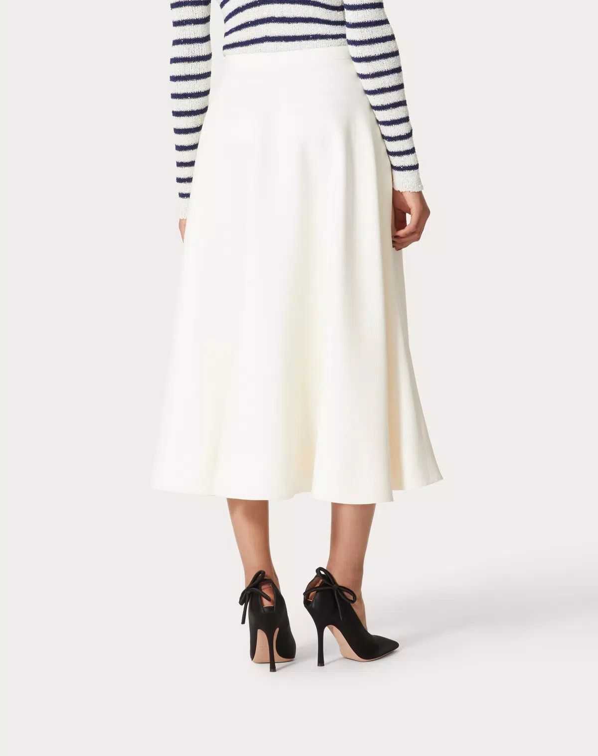 Valentino o1s1wg110625 Crepe Couture Midi Skirt in White Size M / US 6-8 / IT 42-44 - 5 Thumbnail