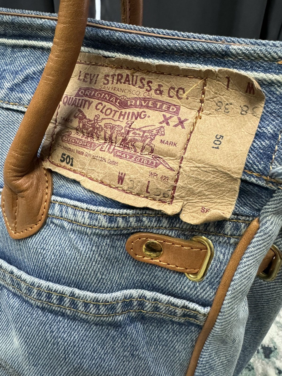 Handmade VINTAGE DENIM HANDMADE BIRKIN STYLE HANDBAG Size ONE SIZE - 8 Thumbnail