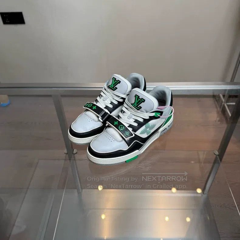 Louis Vuitton Louis Vuitton Trainer Black and Green Velcro shoes Size US 7 / EU 40 - 1 Thumbnail
