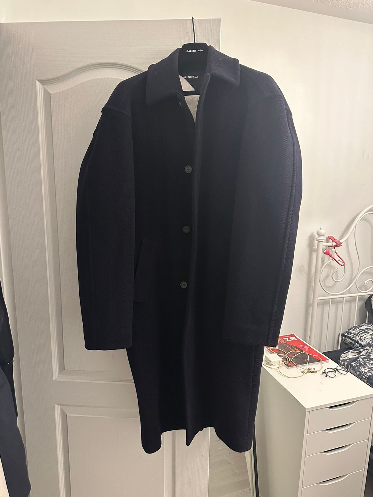 Pre-owned Balenciaga Aw20 Steroid Coat In Navy