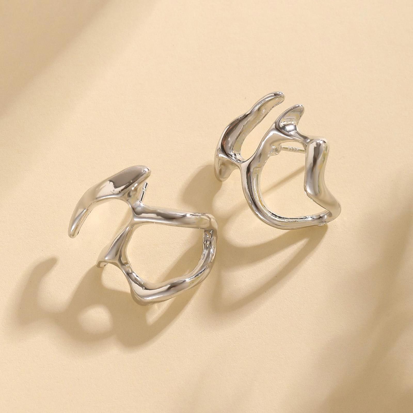 Jewelry Liquid Irregular Metal Earrings Size ONE SIZE - 4 Thumbnail
