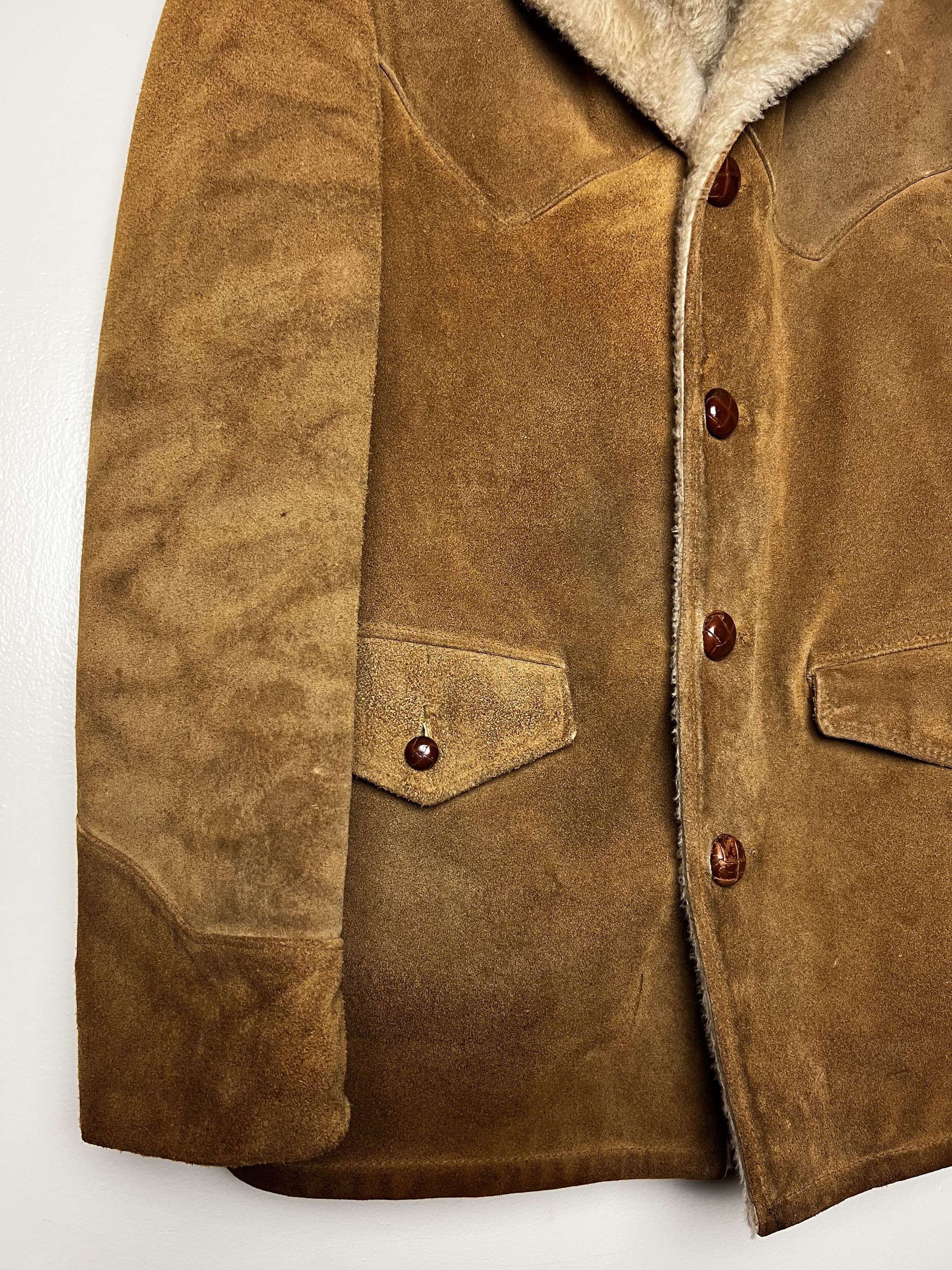 Vintage Vntg 60's Rancher Schott Bros. Brown Suede Sherpa Leather Size US S / EU 44-46 / 1 - 6 Thumbnail