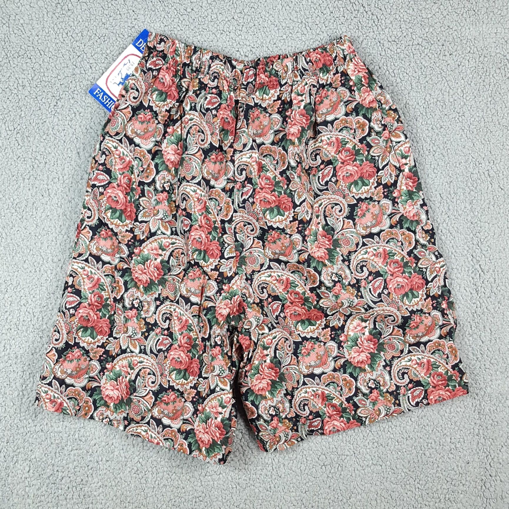 Pinko Vintage Infinity Chic Women's Shorts L Pink Floral Paisley Paperbag 90s Y2K Retro Summer Size 36" / US 14 / IT 50 - 5 Thumbnail