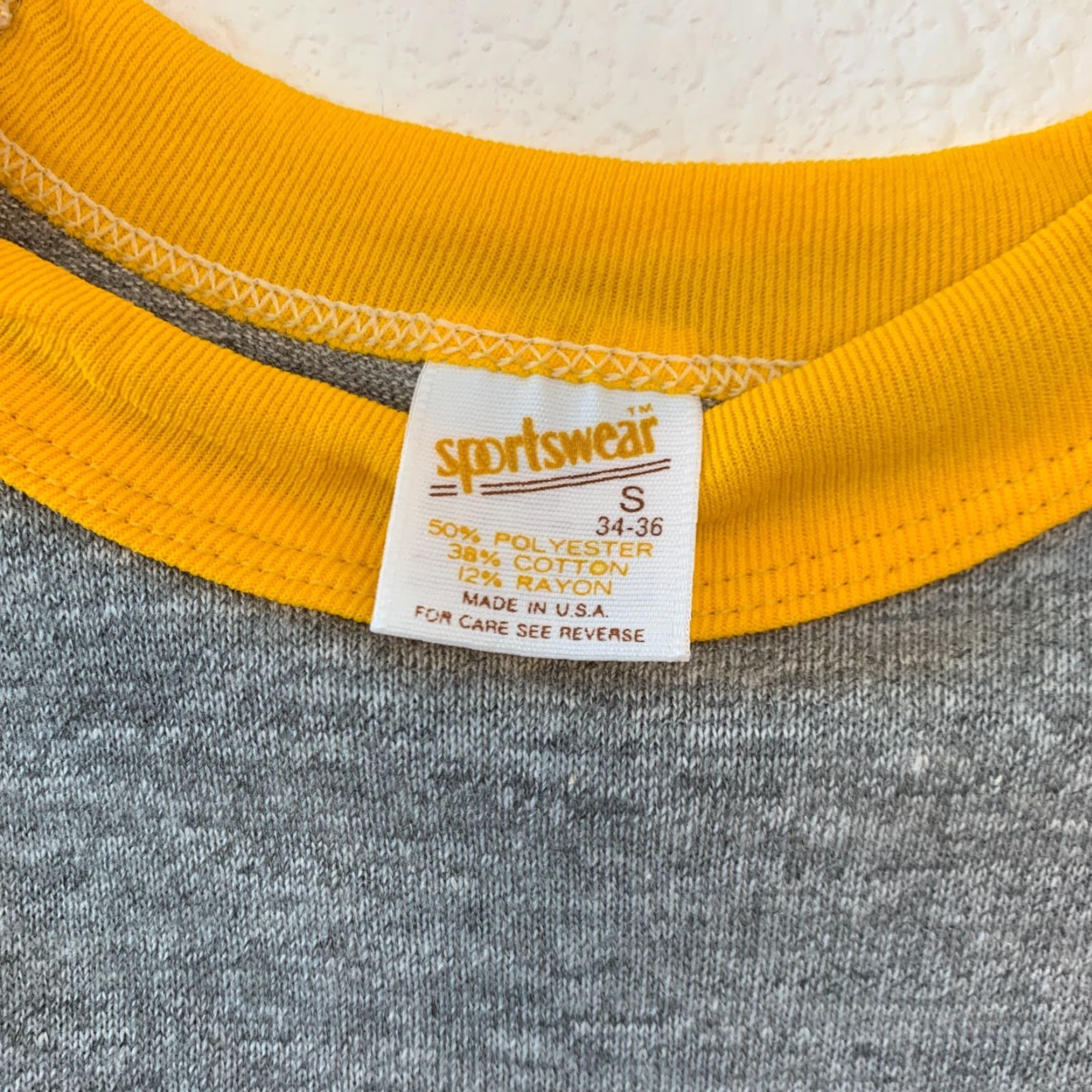 Vintage Vintage Sportswear 70s Raglan Tee 3/4 Sleeve Small Gray Cotton Blend Deadstock Unisex Shirt Size US S / EU 44-46 / 1 - 4 Thumbnail